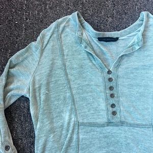 Jane + Delancey 3/4 Sleeve Henley Top! Waffle Knit! Burnt Green - Medium!